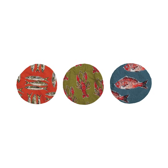 Hello Honey® 8" Sea Life Designs Cotton Bowl Covers with Linings Set